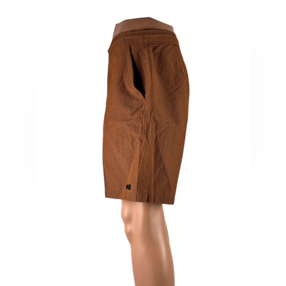 Solid & Striped Mens Medium Shorts Orange Blue Checks Polyamide Pockets EUC - Picture 4 of 14